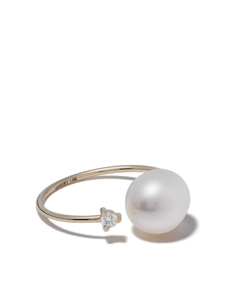 14k Yellow Gold Sea of Beauty Pearl and Diamond Ring