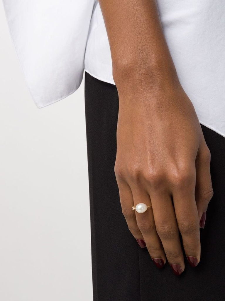 14k Yellow Gold Sea of Beauty Pearl and Diamond Ring