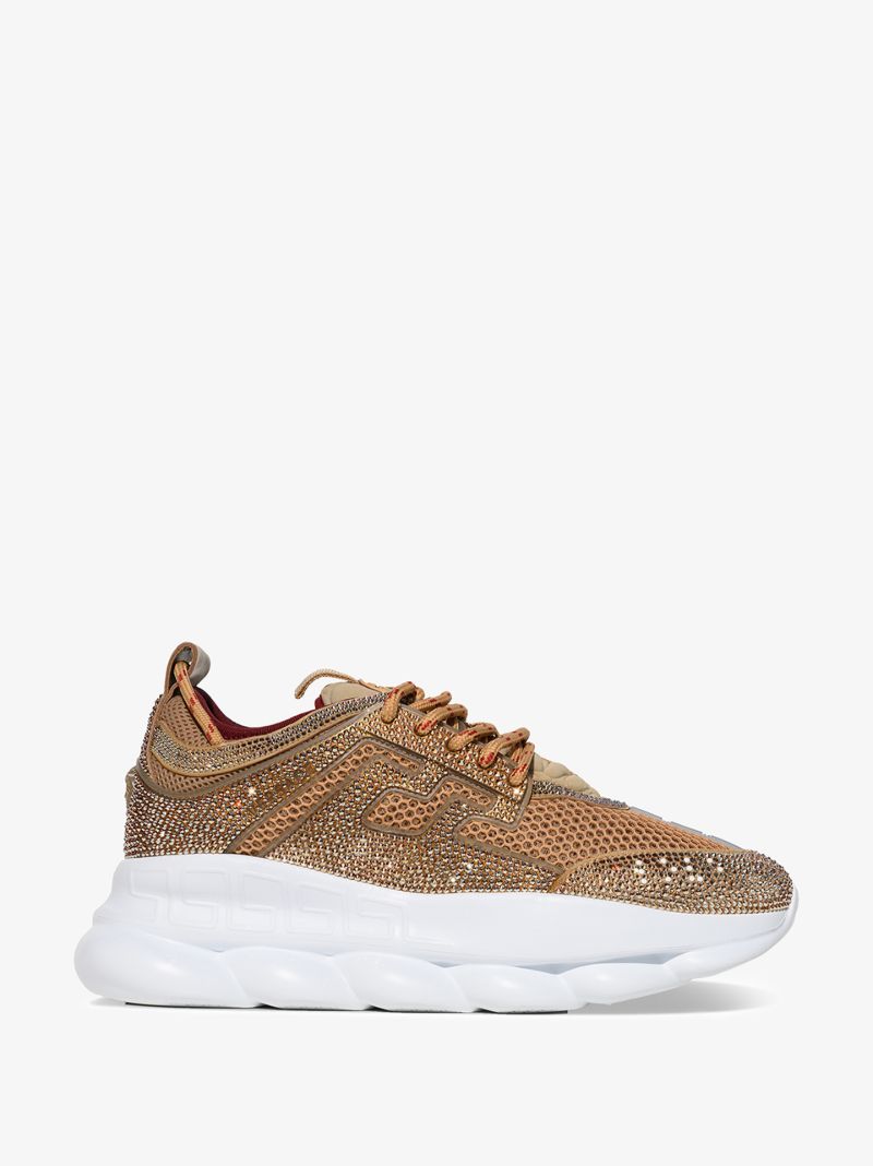 Gold Tone Crystal Embellished Sneakers