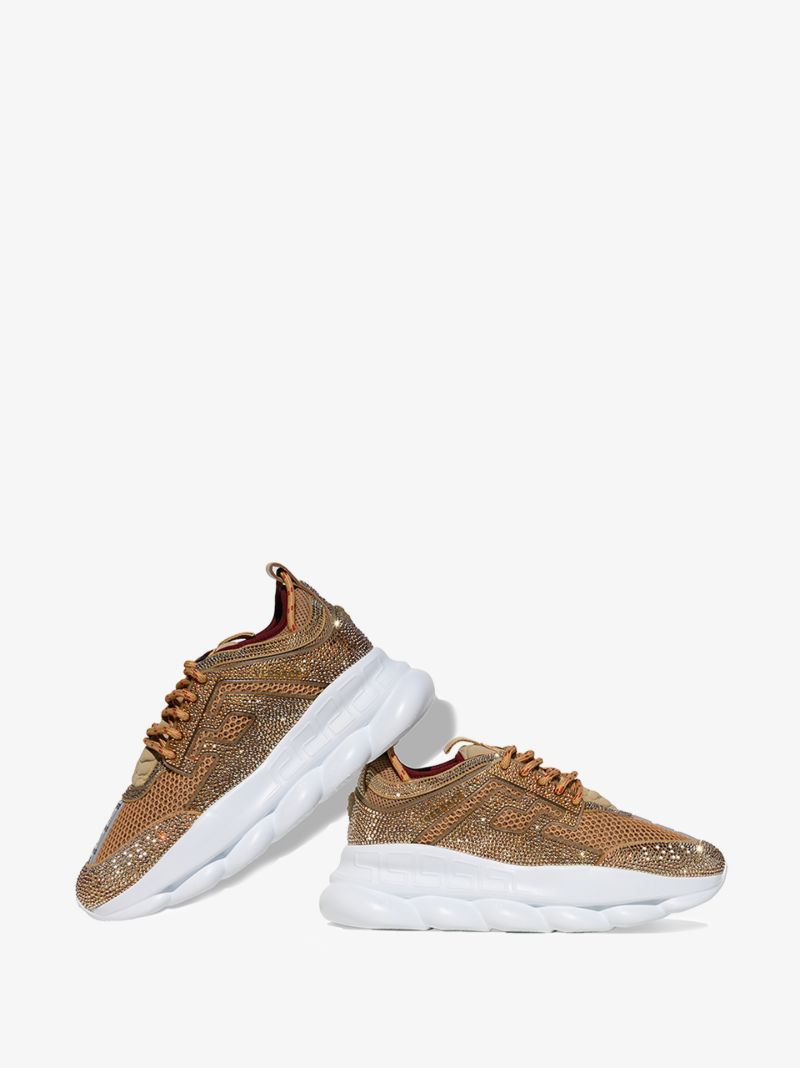 Gold Tone Crystal Embellished Sneakers