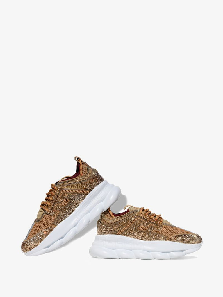 Gold Tone Crystal Embellished Sneakers