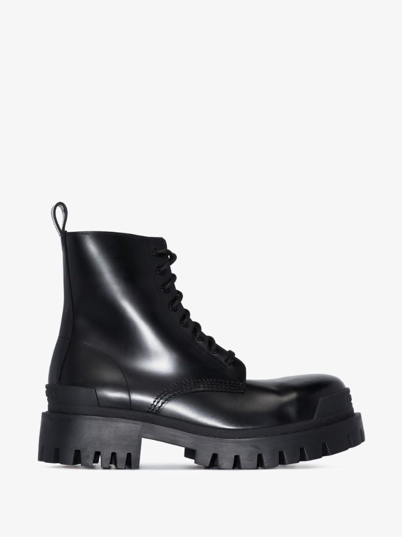 Black Strike Leather Combat Boots