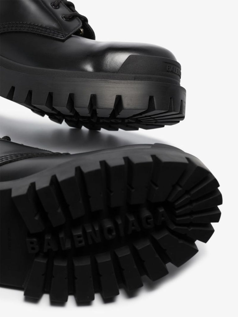 Black Strike Leather Combat Boots