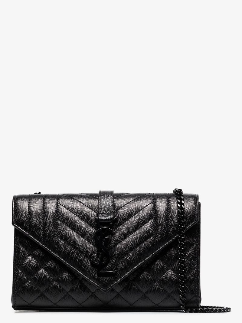 Black Envelope Quilted Leather Cross Body Bag