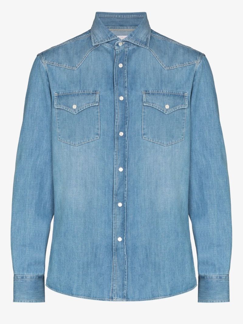 Classic Medium Wash Denim Shirt