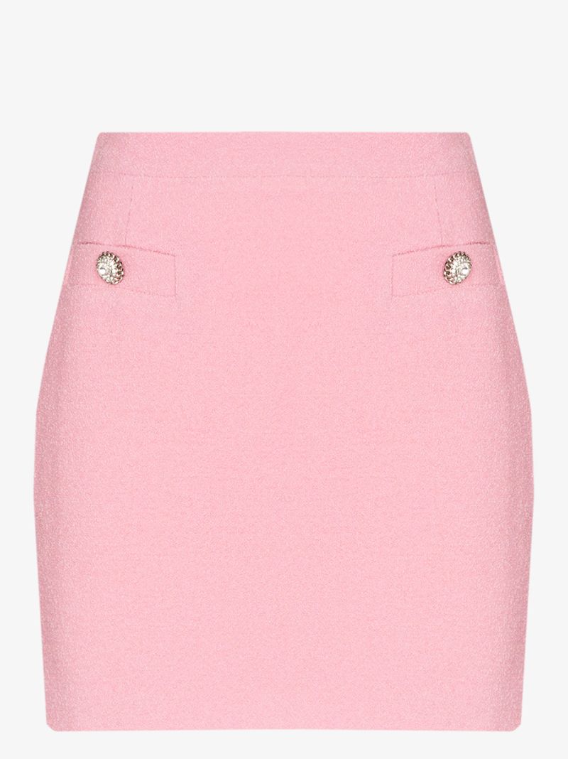 Crystal Button Tweed Skirt