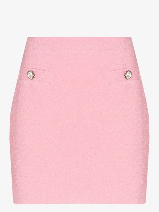 Crystal Button Tweed Skirt
