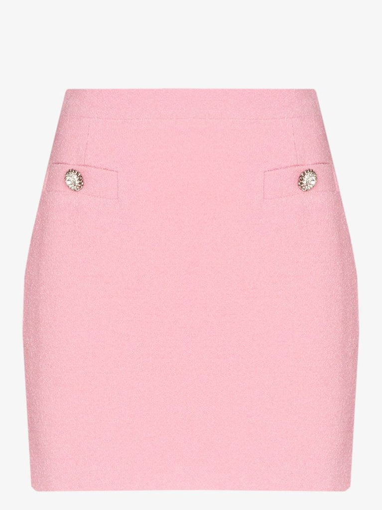 Crystal Button Tweed Skirt