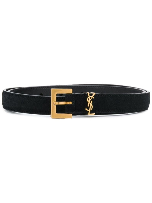 Black Logo Plaque Leather Belt