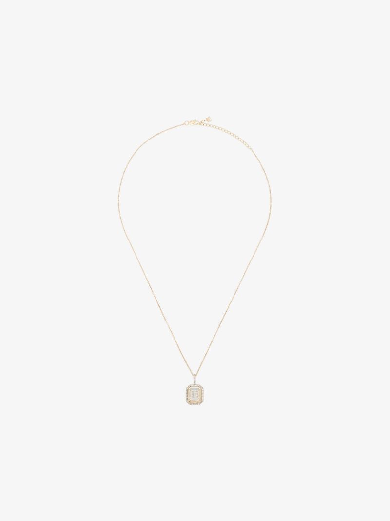 14k Yellow Gold Crystal Frame H Initial Diamond Necklace
