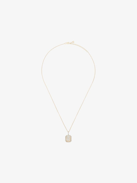 14k Yellow Gold Crystal Frame H Initial Diamond Necklace