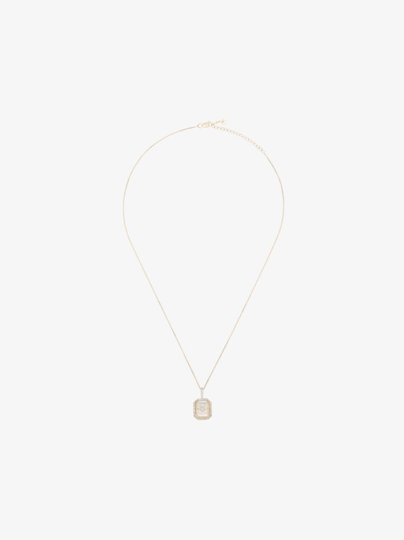 14k Yellow Gold Crystal Frame Diamond Necklace