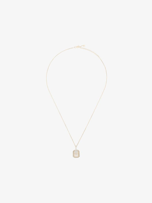 14k Yellow Gold Crystal Frame Diamond Necklace