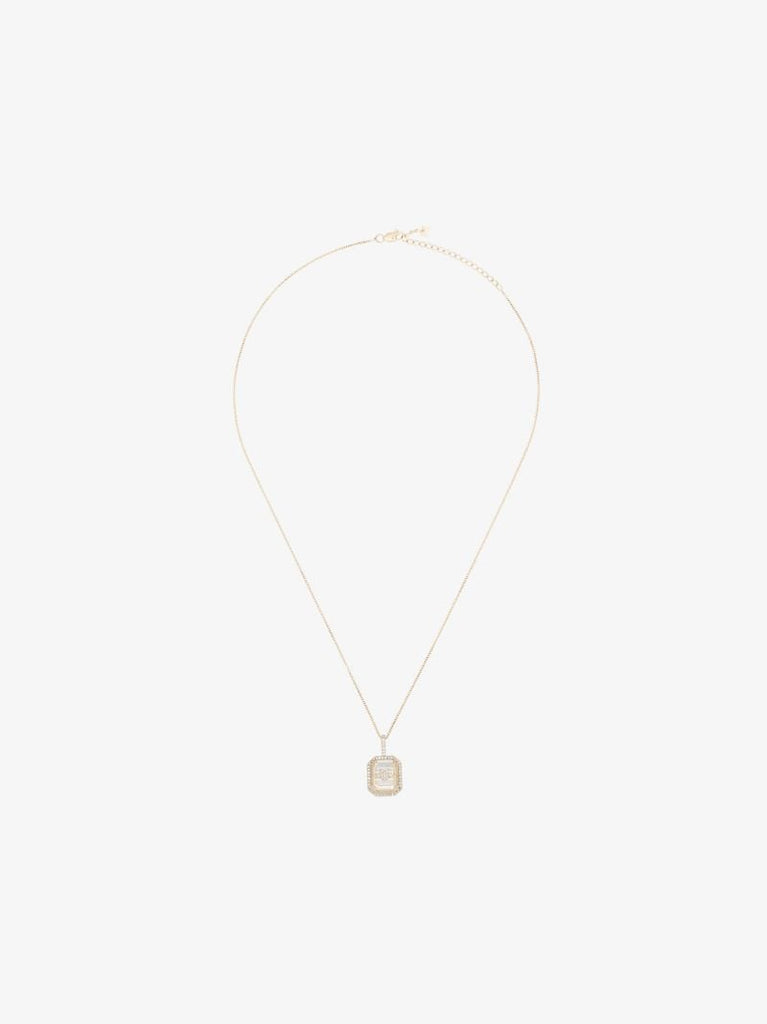 14k Yellow Gold Crystal Frame Diamond Necklace