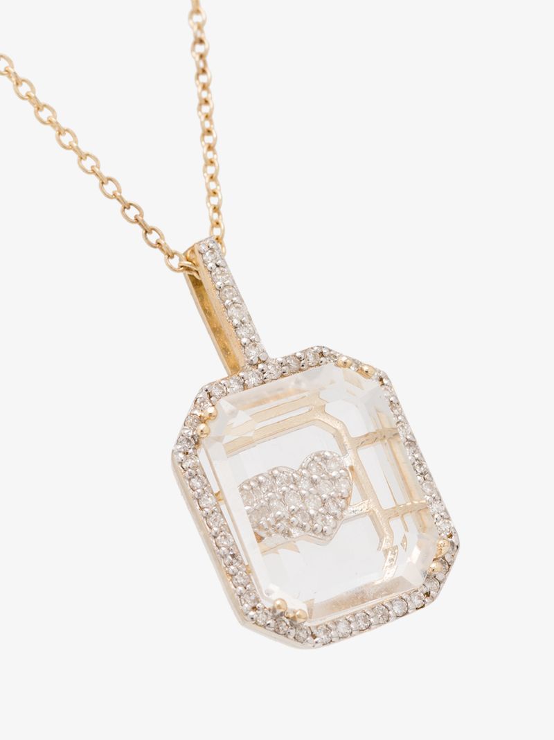 14k Yellow Gold Crystal Frame Diamond Necklace