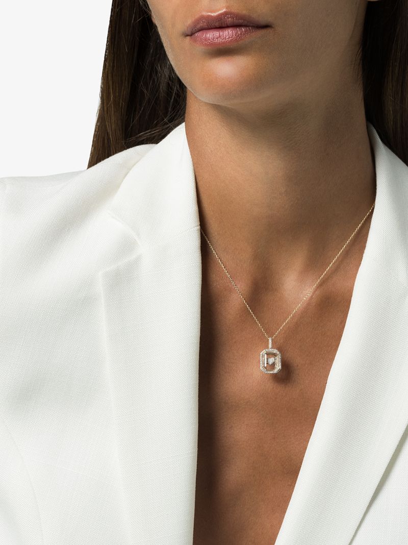 14k Yellow Gold Crystal Frame Diamond Necklace