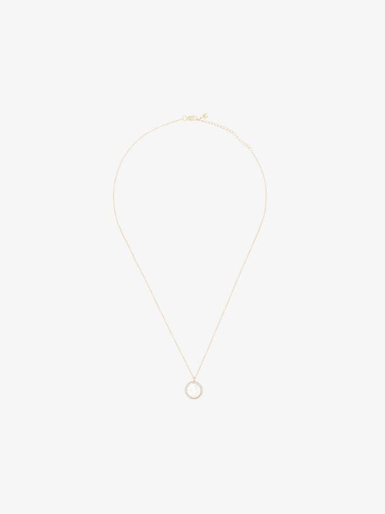 14k Yellow Gold C Pearl Diamond Necklace