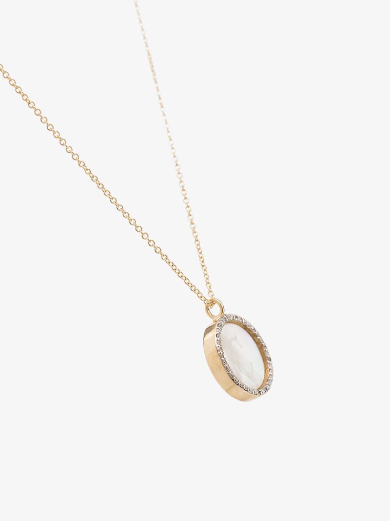14k Yellow Gold C Pearl Diamond Necklace