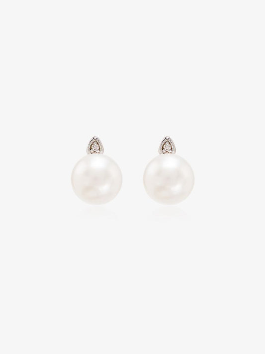 14k Yellow Gold Pearl Diamond Earrings