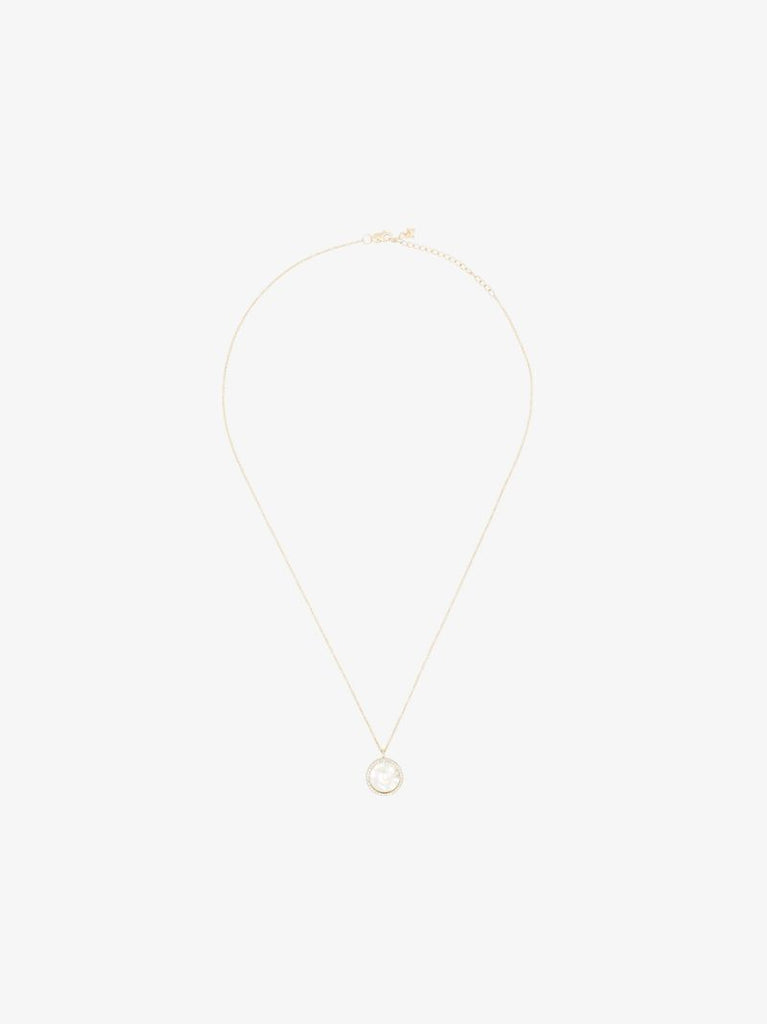 14k Yellow Gold a Pearl Diamond Necklace