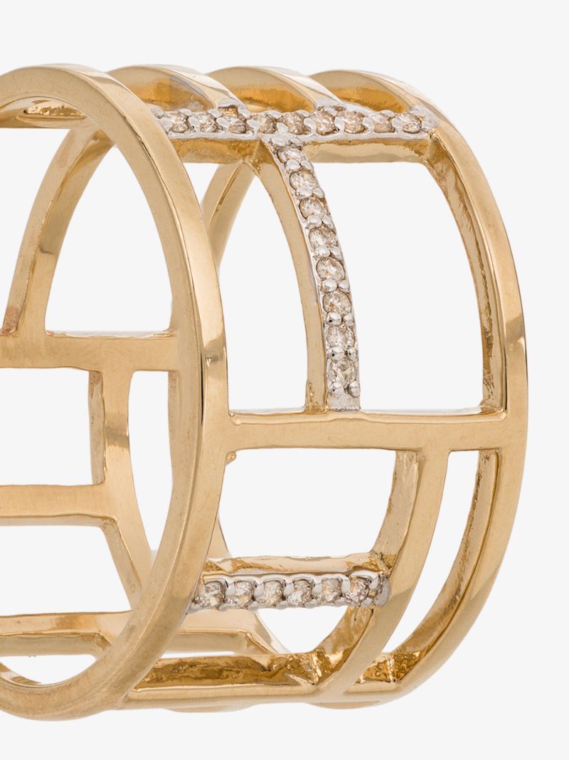 14k Yellow Gold Tralis Diamond Ring