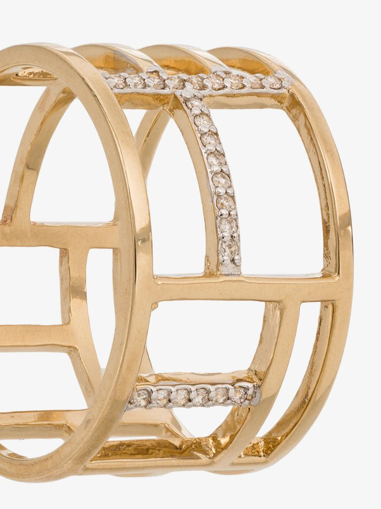 14k Yellow Gold Tralis Diamond Ring