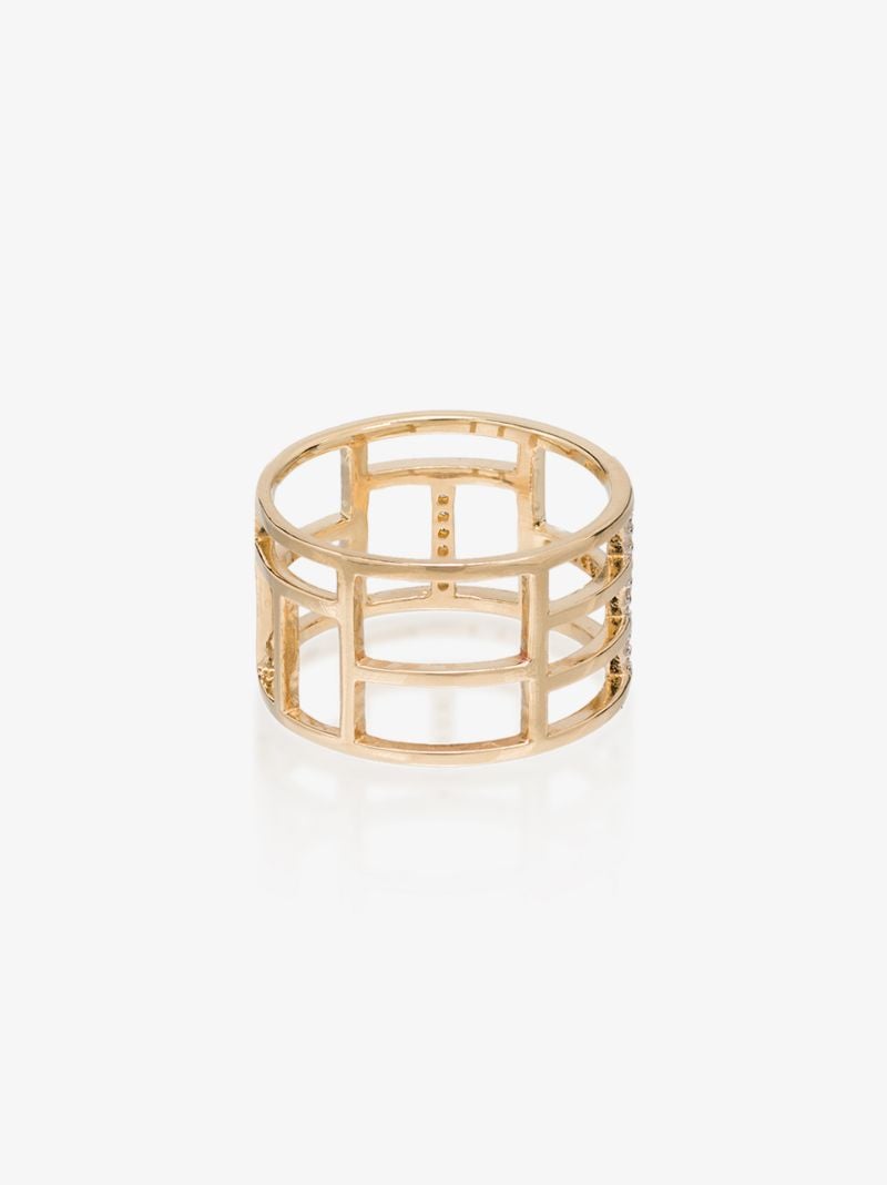 14k Yellow Gold Tralis Diamond Ring