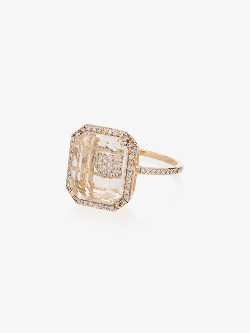 14k Yellow Gold Framed Heart Diamond Ring