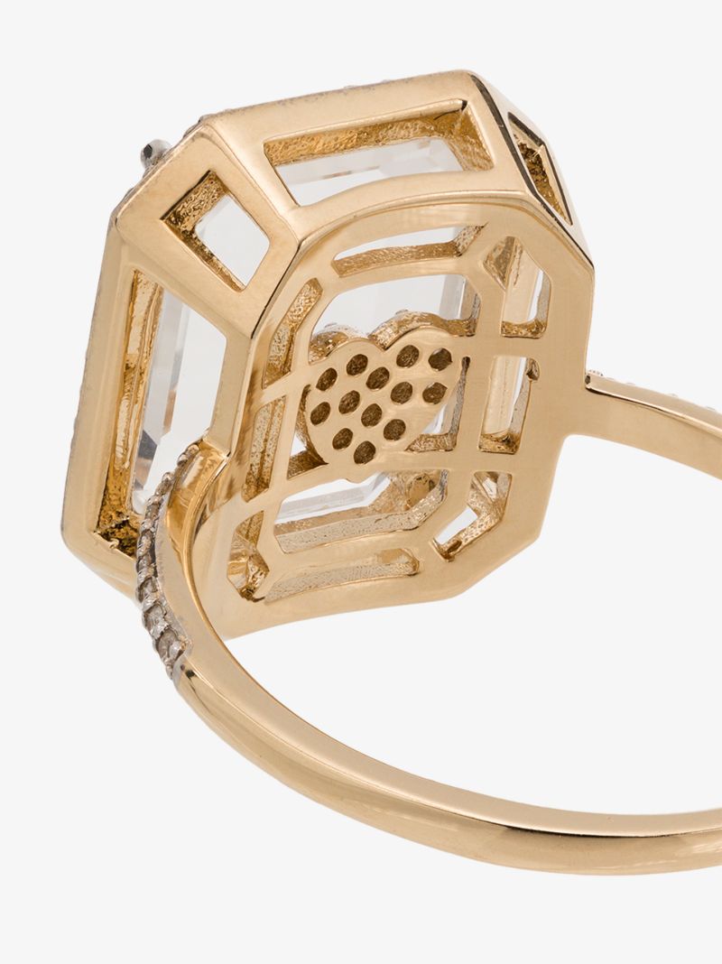14k Yellow Gold Framed Heart Diamond Ring