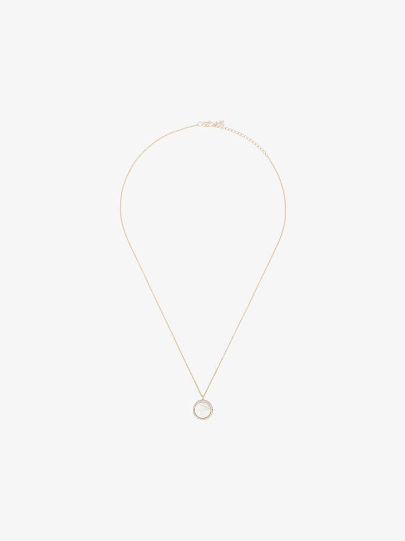 14k Yellow Gold S Pearl Crystal Necklace