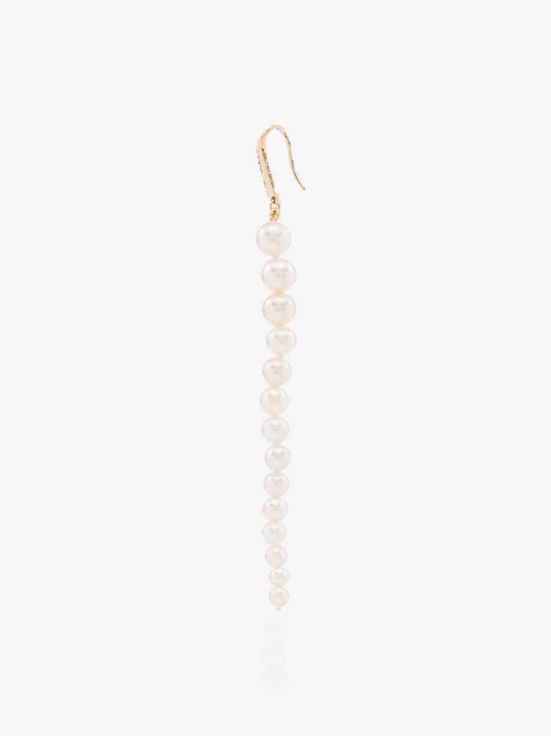 14k Yellow Gold Pearl Drop Earrings