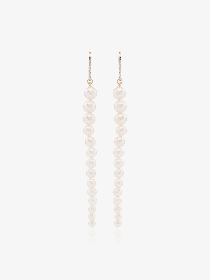 14k Yellow Gold Pearl Drop Earrings