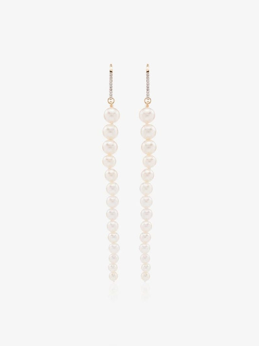 14k Yellow Gold Pearl Drop Earrings