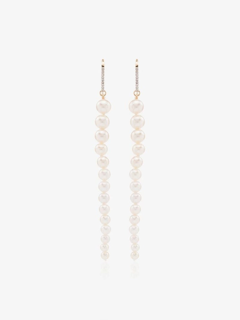 14k Yellow Gold Pearl Drop Earrings