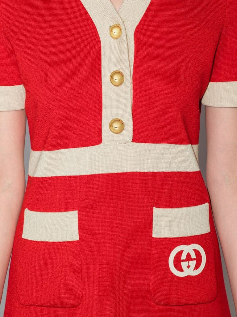 Logo Jacquard Wool Dress