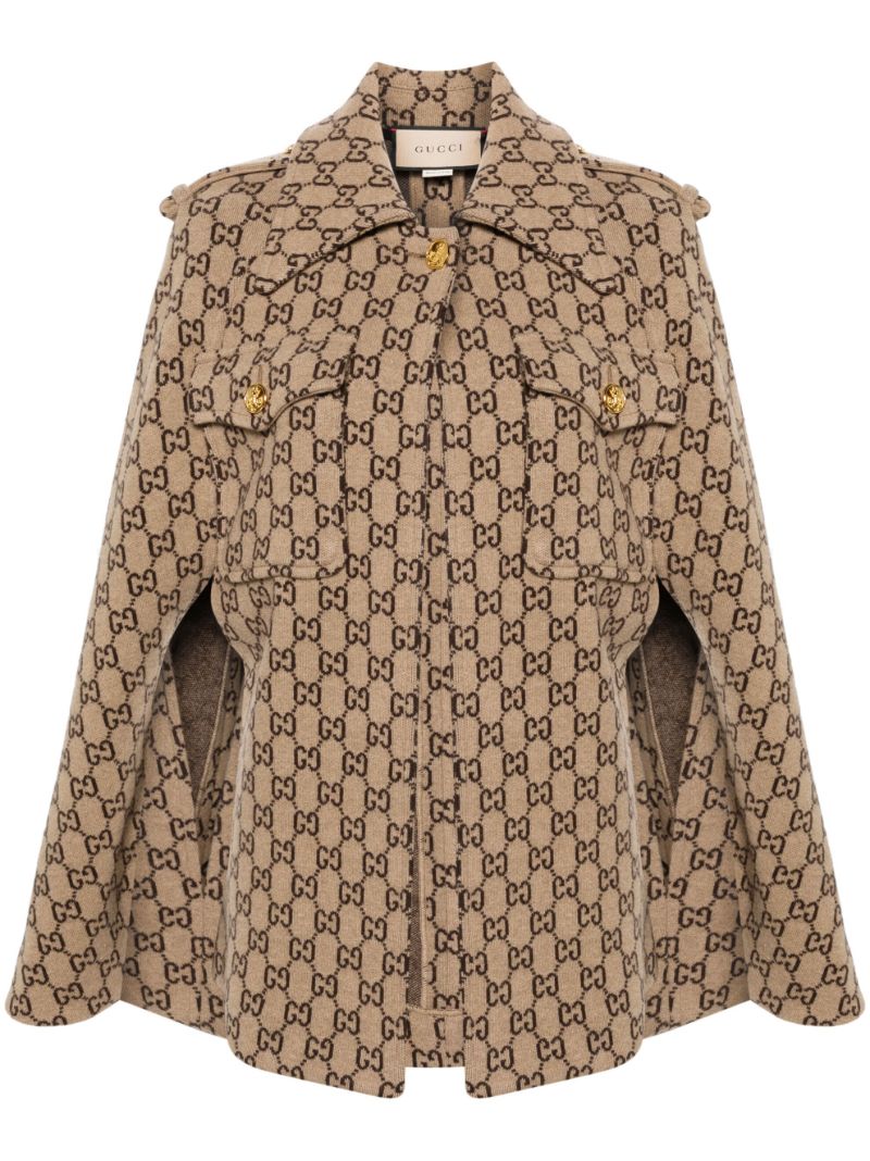 Gg Motif Wool Cape
