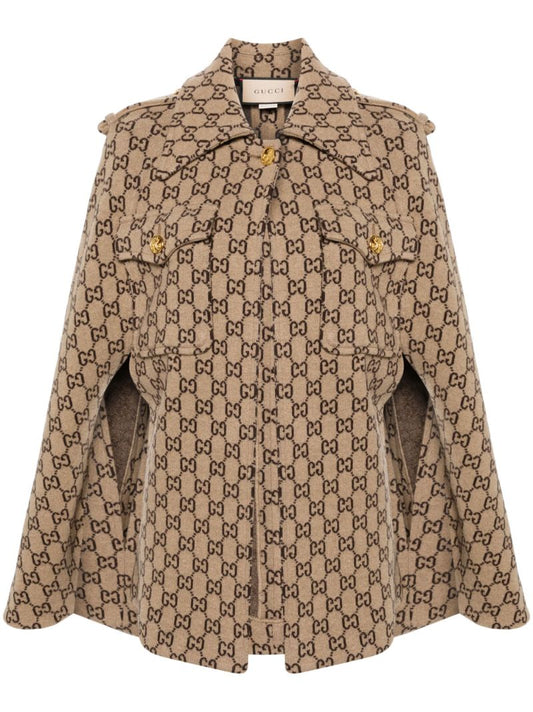 Gg Motif Wool Cape