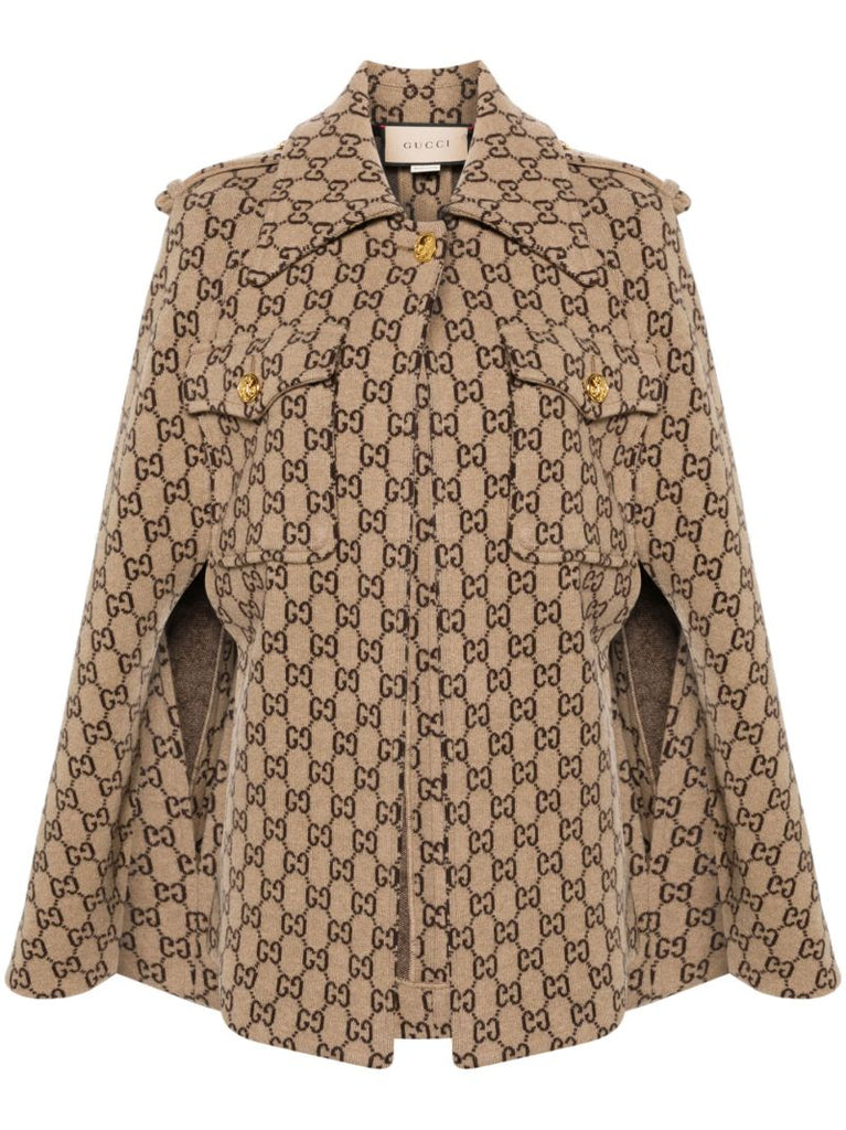 Gg Motif Wool Cape
