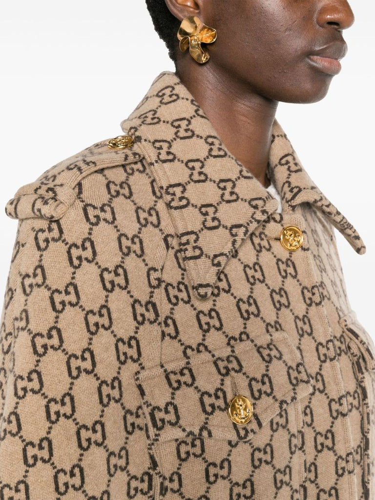 Gg Motif Wool Cape
