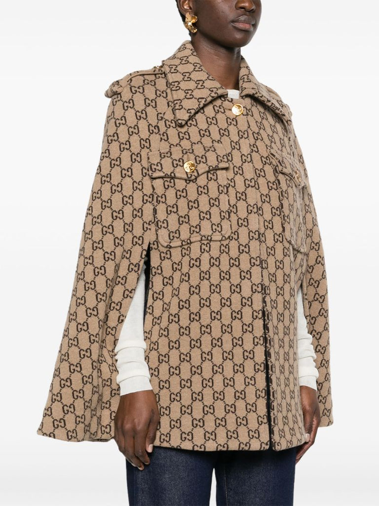 Gg Motif Wool Cape