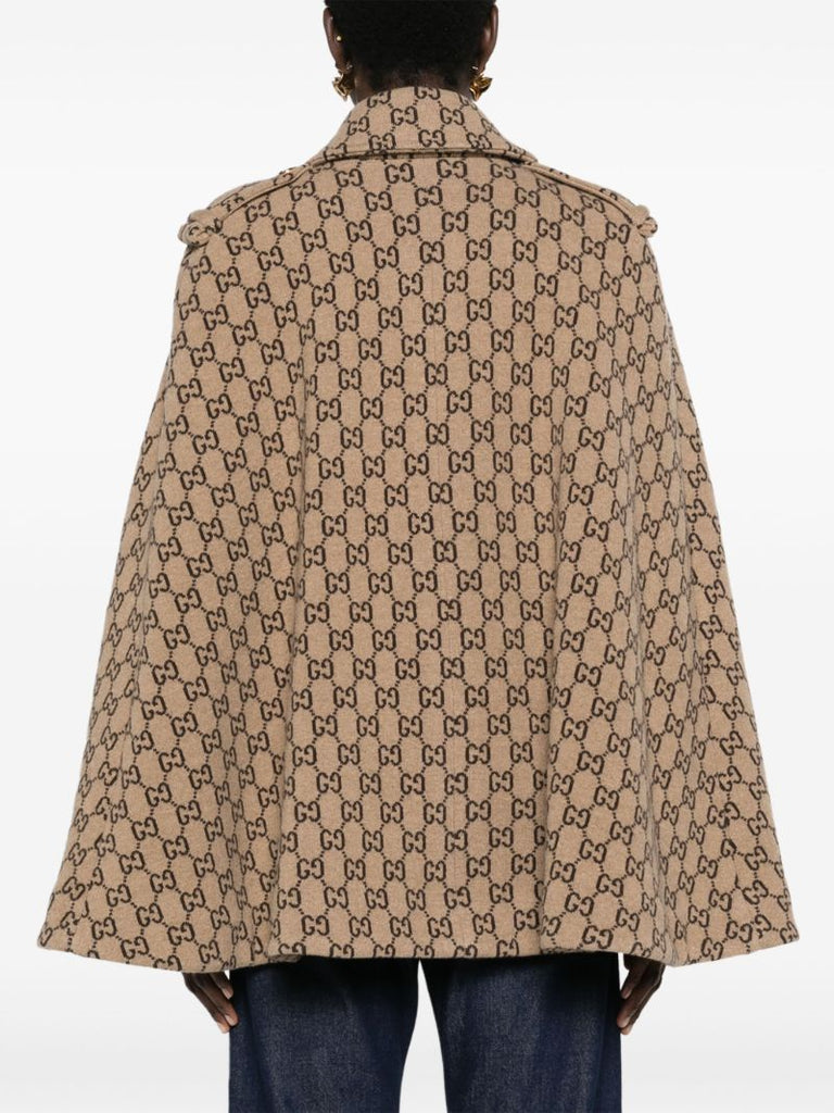 Gg Motif Wool Cape
