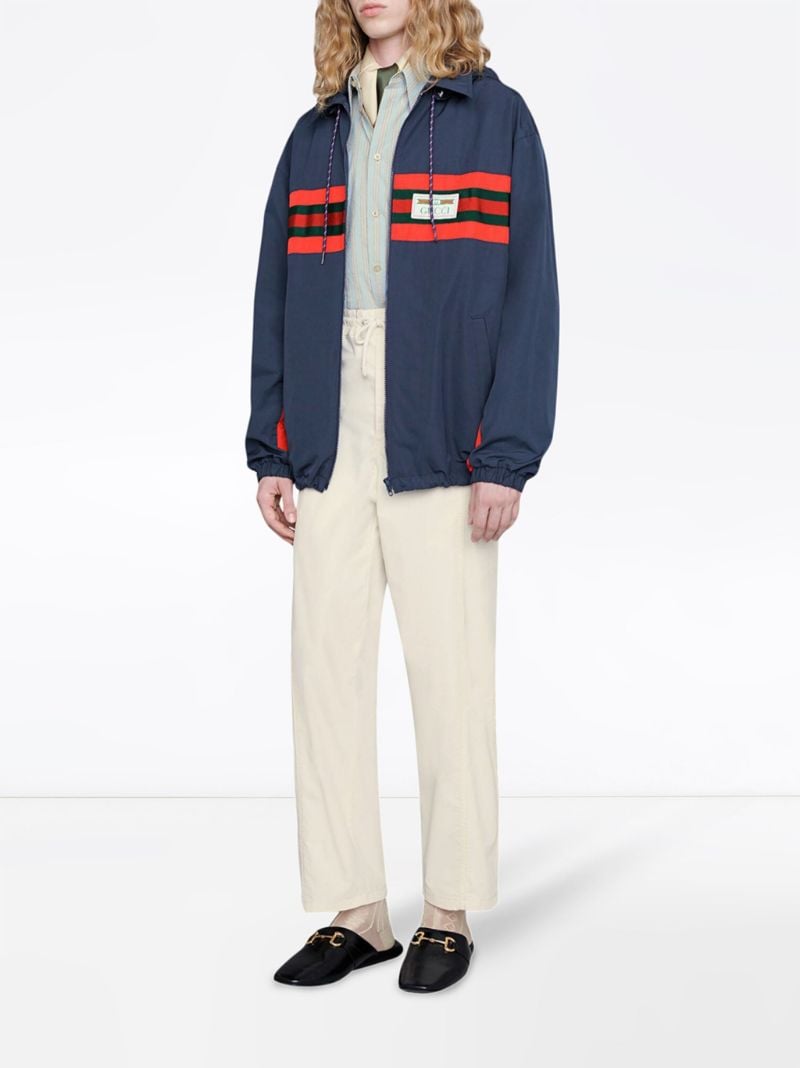 Web Stripe Logo Hooded Jacket
