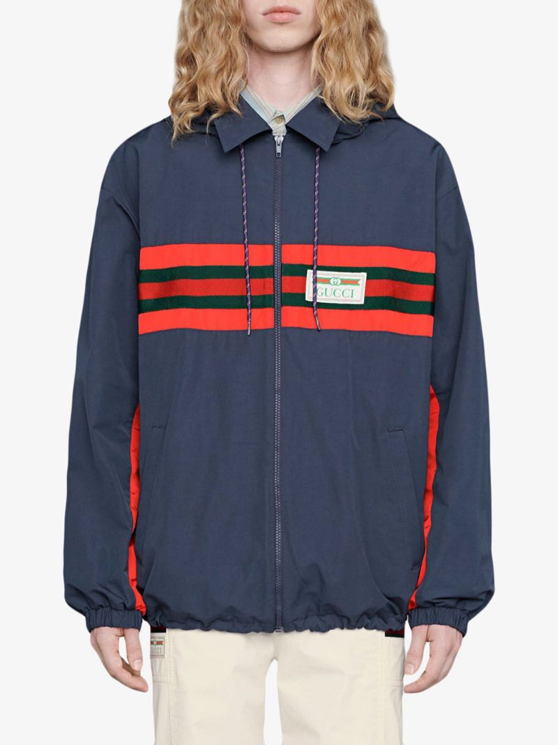 Web Stripe Logo Hooded Jacket
