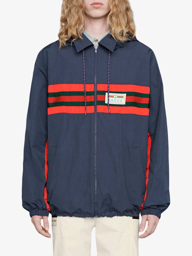 Web Stripe Logo Hooded Jacket