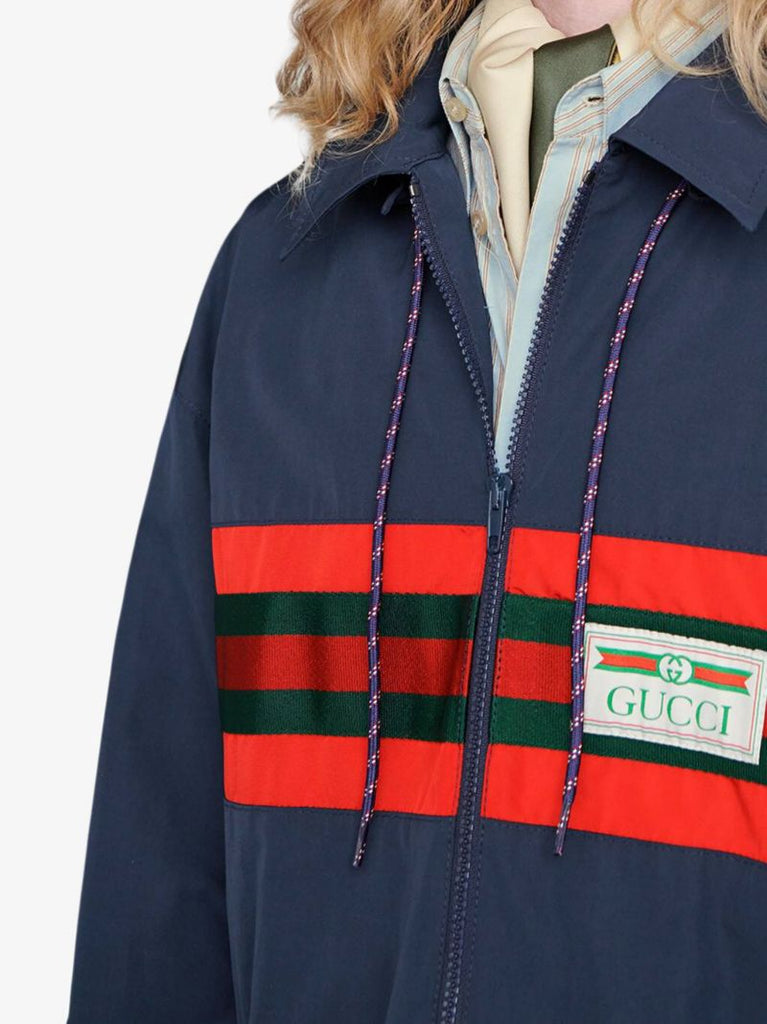 Web Stripe Logo Hooded Jacket