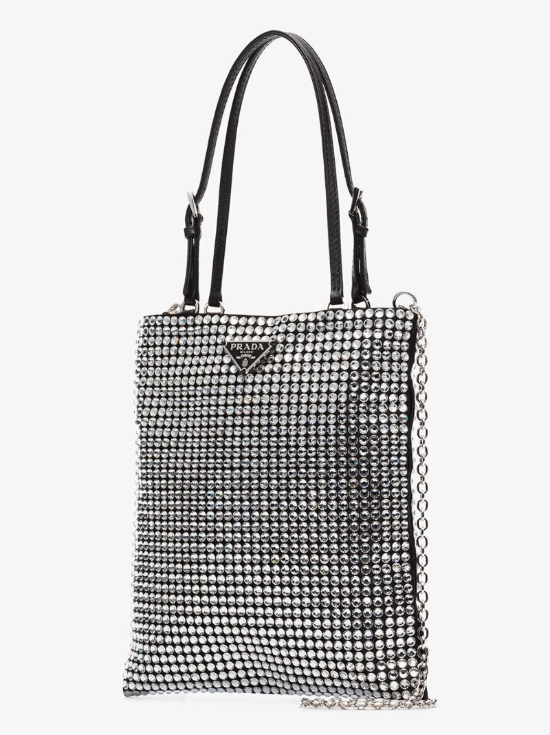 Black Crystal Embellished Tote Bag
