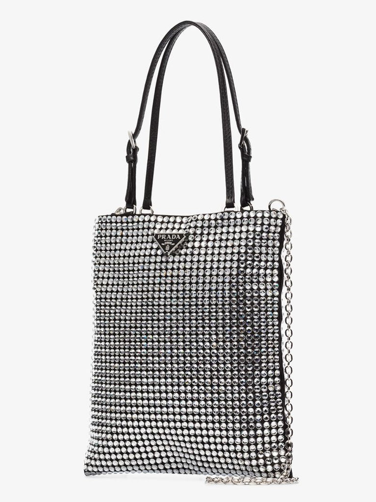 Black Crystal Embellished Tote Bag