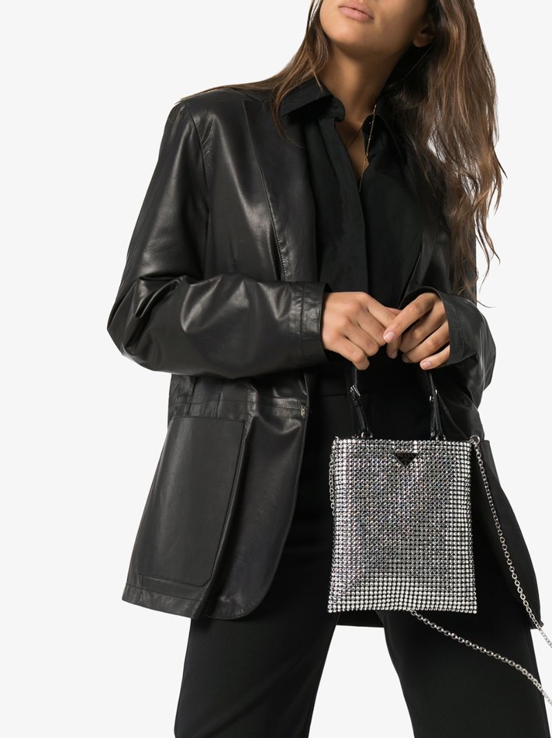 Black Crystal Embellished Tote Bag