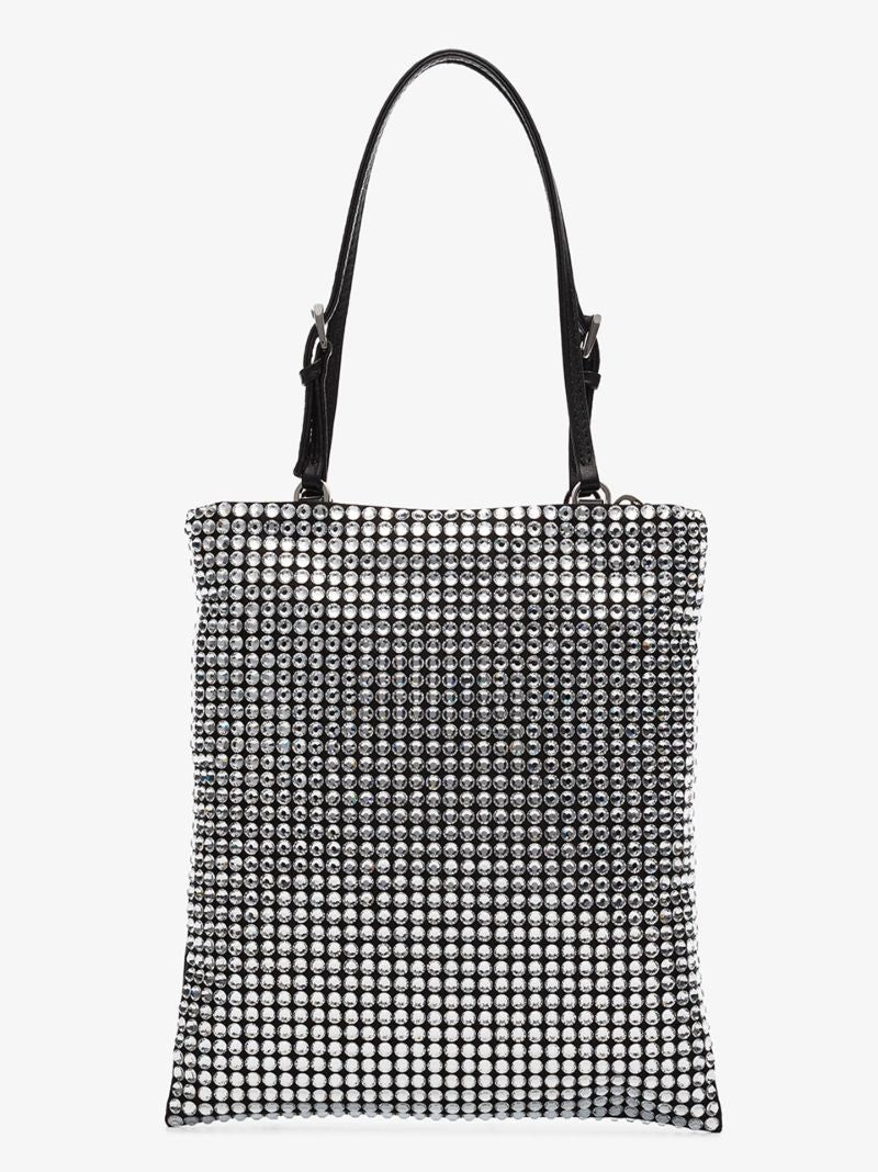 Black Crystal Embellished Tote Bag