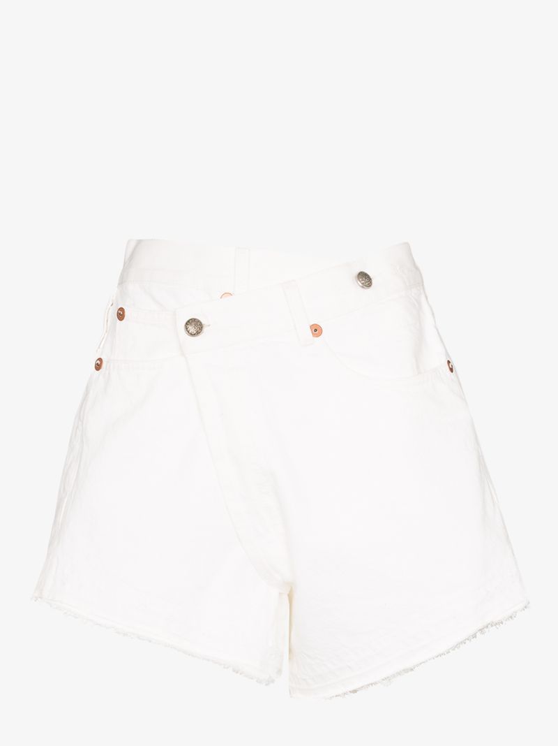 Crossover Waist Denim Shorts